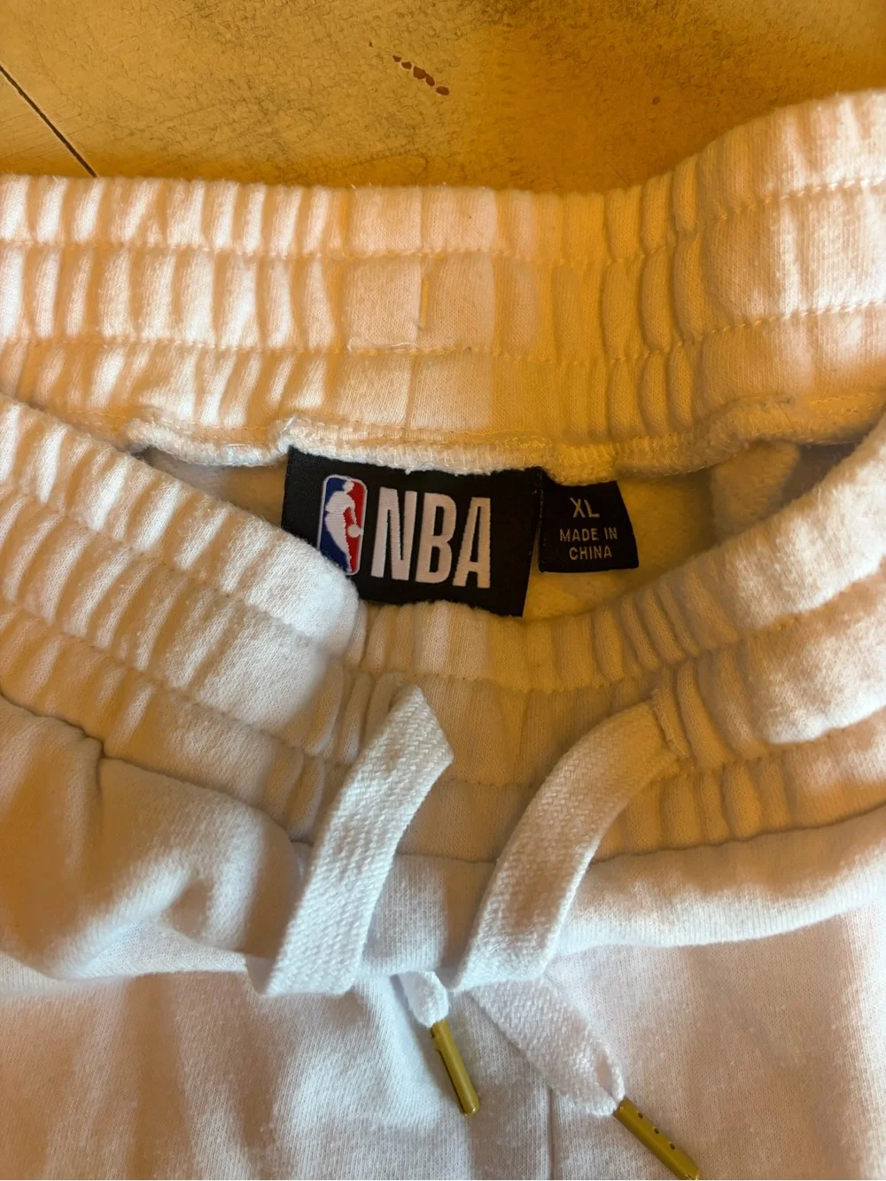 Men's NBA White Embroidered Golden State Warriors Heavyweight Fleece Shorts XL